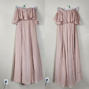 Monique Lhuillier Off the Shoulder Chiffon Gown Size 0 Style 450384